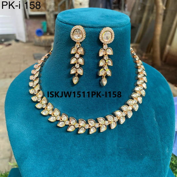 Kundan Necklace Set-ISKJW1511PK-I158