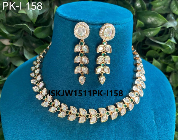 Kundan Necklace Set-ISKJW1511PK-I158