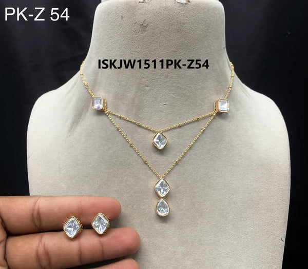 Kundan Necklace Set-ISKJW1511PK-Z54