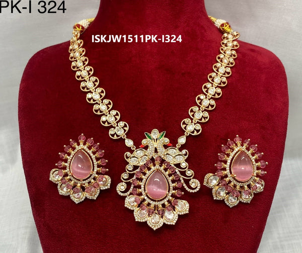 Kundan Necklace Set-ISKJW1511PK-I324