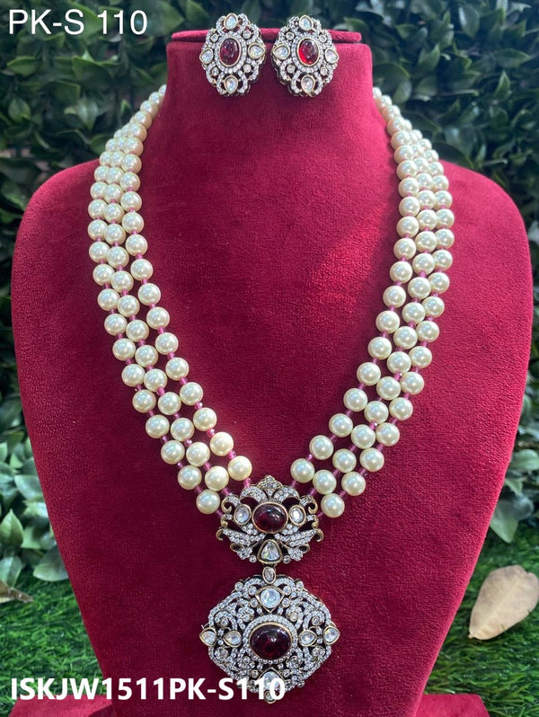 Kundan Necklace Set-ISKJW1511PK-S110