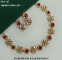 Pure Brass Kundan Necklace Set-ISKJW1511PK-I-127