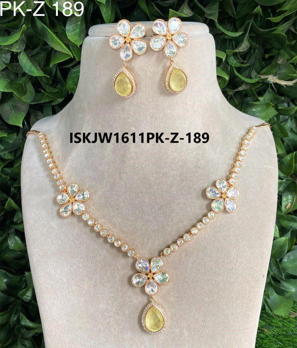 Kundan Necklace Set-ISKJW1611PK-Z-189