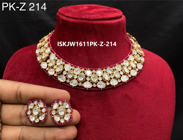 Kundan Necklace Set-ISKJW1611PK-Z-214