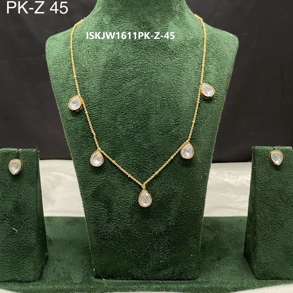 Kundan Necklace Set-ISKJW1611PK-Z-45