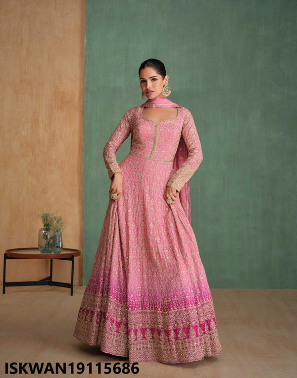 Embroidered Georgette Anarkali With Dupatta-ISKWAN19115686