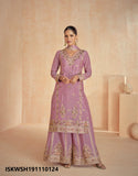 Embroidered Chinon Silk Kurti With Sharara And Dupatta-ISKWSH191110124