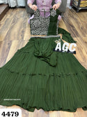 Georgette Skirt Attached With Drape And Embroidered Crop Top-ISKWSKT2011AGC4479