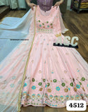 Embroidered Georgette Gown With Dupatta-ISKWGN2011AGC4512