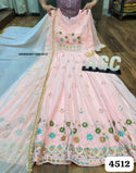 Embroidered Georgette Gown With Dupatta-ISKWGN2011AGC4512