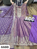 Self Weaving Tissue Shimmer Anarkali Kurti With Maslin Pant And Banarasi Dupatta-ISKWSU2111AGC4460