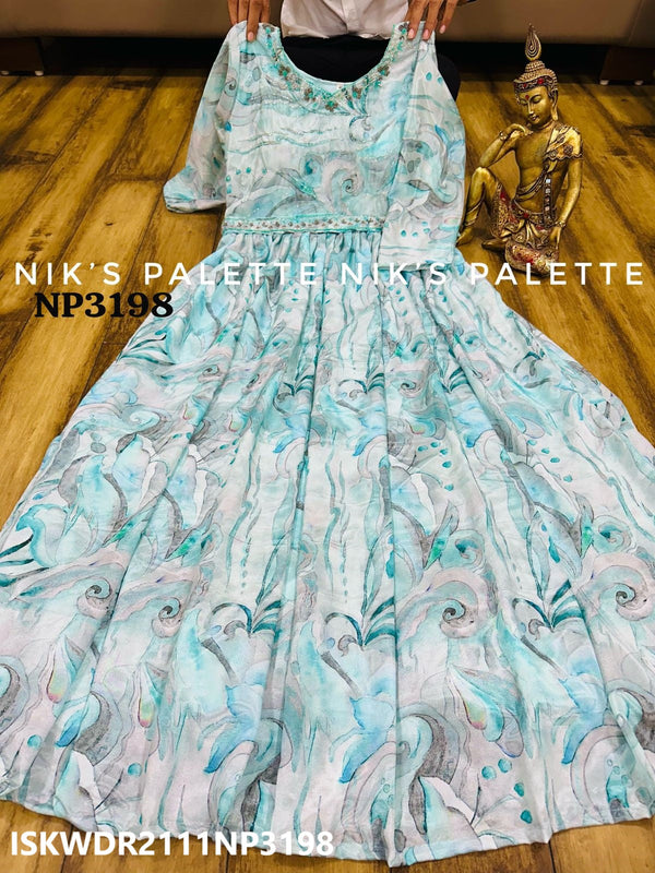 Digital Printed Chinon Silk Dress-ISKWDR2111NP3198