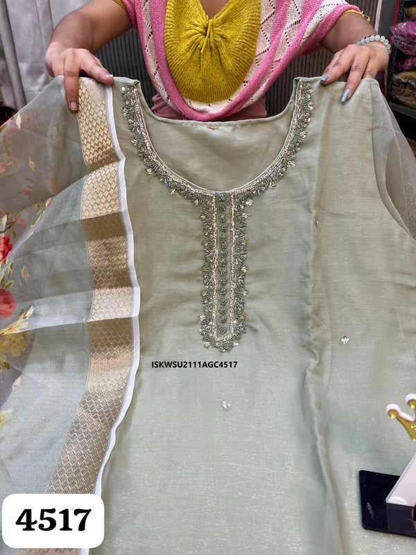 Embroidered Shimmer Kurti With Pant And Floral Printed Silk Dupatta-ISKWSU2111AGC4517