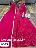 Embroidered Georgette Gown With Dupatta-ISKWGN2111AGC4059