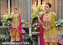 Embroidered Chinon Kurti With Digital Printed Sharara And Dupatta-ISKWSH251127994