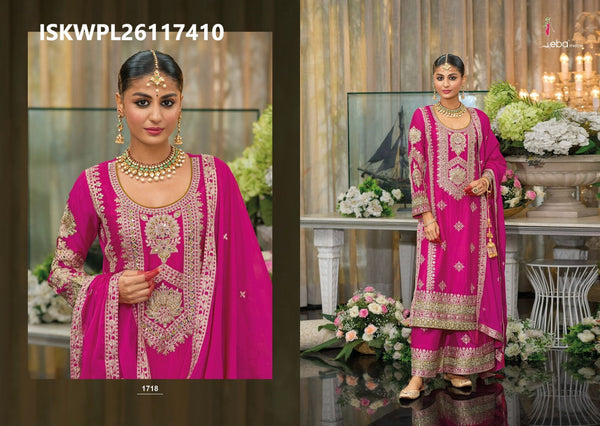 Embroidered Chinon Kurti With Palazzo And Dupatta-ISKWPL26117410