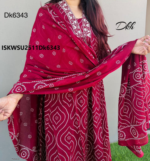 Printed Cotton Kurti With Pant And Dupatta-ISKWSU2511Dk6343