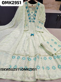 Embroidered Georgette Anarkali Kurti With Pant And Self Printed Dupatta-ISKWSU2511OMK2951