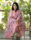 Chanderi Silk A-Line Kurti With Silk Pant And Kalamkari Printed Dupatta-ISKWSU2611PPC/D1549