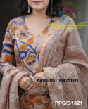 Kalamkari Printed Handloom Cotton Silk Kurti With Cotton Silk Pant And Dupatta-ISKWSU2611PPC/D1321