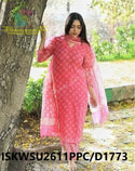 Hand Block Printed Kota Doriya Kurti With Pant And Dupatta-ISKWSU2611PPC/D1773