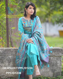 Handloom Cotton Kurti With Pant And Kantha Printed Khadi Silk Dupatta-ISKWSU2611PPC/D1236