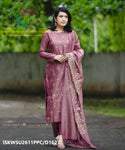 Embroidered Cotton Silk Kurti With Pant And Dupatta-ISKWSU2611PPC/D1627