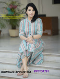 Striped Printed Cotton A-Line Kurti With Pant-ISKWKu2611PPC/D1761