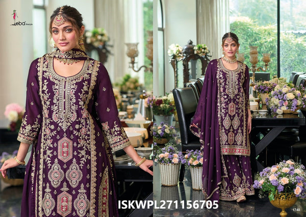 Embroidered Chinon Kurti With Palazzo And Dupatta-ISKWPL271156705