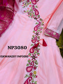 Embroidered Malmal Cotton Anarkali With Banarasi Silk Dupatta-ISKWAN2811NP3080