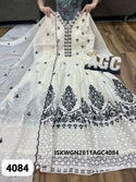 Embroidered Malmal Cotton Gown With Dupatta-ISKWGN2811AGC4084