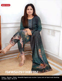 Digital Printed Woolen Kurti With Pant And Dupatta-ISKWSU2911KB9102