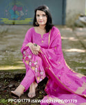 Embroidered Cotton Silk Kurti With Pant And Dupatta-ISKWSU0212PPC/D1779