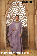 Embroidered Cotton Schiffli Anarkali Kurti With Pant And Dupatta-ISKWSU0212OMK3039