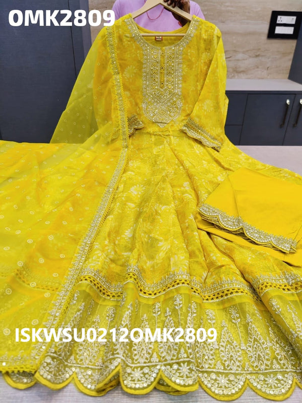 Embroidered Organza Anarkali Kurti With Pant And Dupatta-ISKWSU0212OMK2809