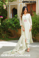 Organza Naira Cut Kurti With Pant And Brush Printed Dupatta-ISKWSU0212OMK3036