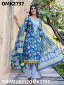 Printed Cotton Kurti With Pant And Dupatta-ISKWSU0212OMK2737