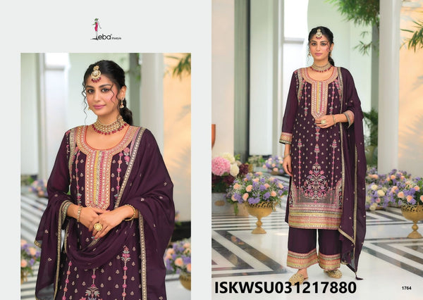 Embroidered Chinon Kurti With Pant And Dupatta-ISKWSU031217880