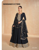 Embroidered Silk Gown With Dupatta-ISKWGN031217890