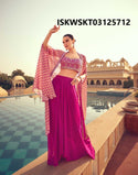 Embroidered Chinon Silk Skirt With Crop Top And Dupatta-ISKWSKT03125712