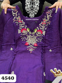 Embroidered Maslin Silk Kurti With Sharara And Organza Dupatta-ISKWSH0312AGC4540