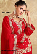 Embroidered Silk Kurti With Sharara And Dupatta-ISKWSH0312NP3200