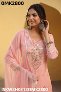 Embroidered Maslin Peplum Kurti With Sharara And Chiffon Dupatta-ISKWSH0312OMK2800