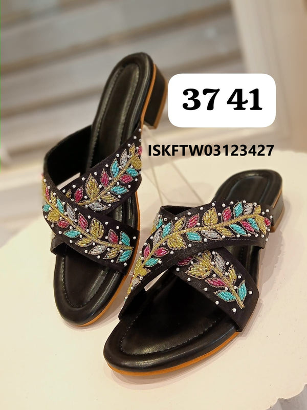 Embroidered Block Heels-ISKFTW03123427