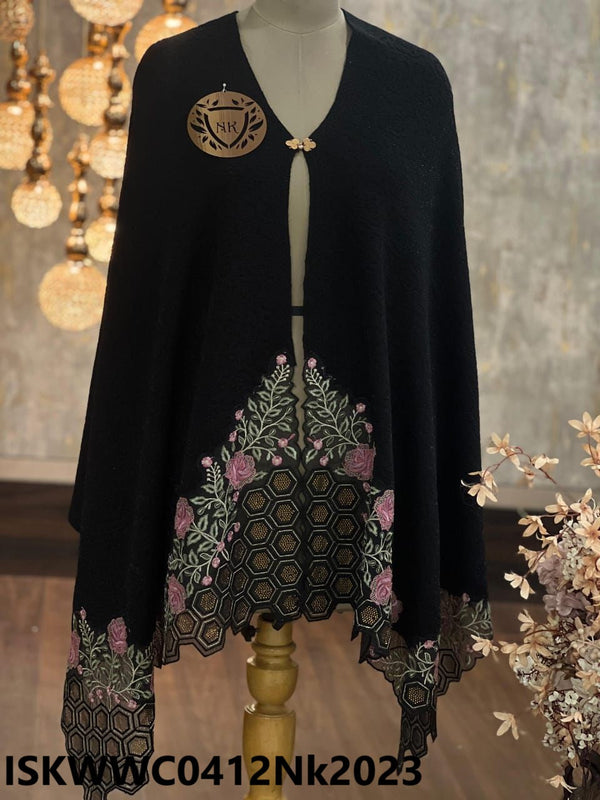 Sequined Woolen Stole Cape-ISKWWC0412Nk2023