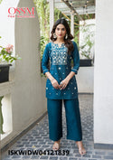 Embroidered Viscose Silk Top With Pant-ISKWIDW04121839