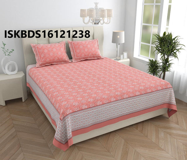 Printed Cotton Bedsheet With Pillow Cover-ISKBDS16121238