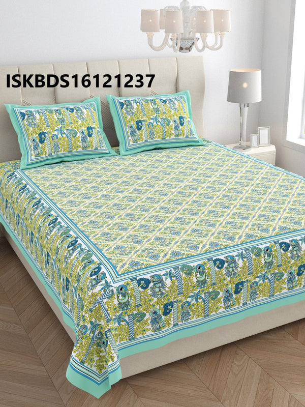 Printed Cotton Bedsheet With Pillow Cover-ISKBDS16121237