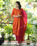 Handloom Cotton Kurti With Pant And Dupatta-ISKWSU1612PPC/D1118