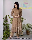 Self Weaved Cotton Silk A-Line Kurti With Silk Pant And Dupatta-ISKWSU1612PPC/D1775